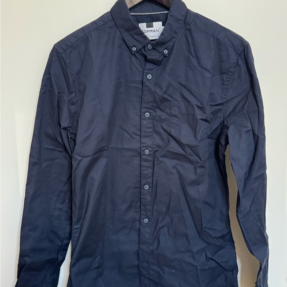 Topman Men's Navy Button-Down Shirt